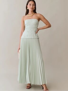 NWT o.p.t Ada Strapless Pleated Textured Bodice AMUR Factory Maxi Dress 8